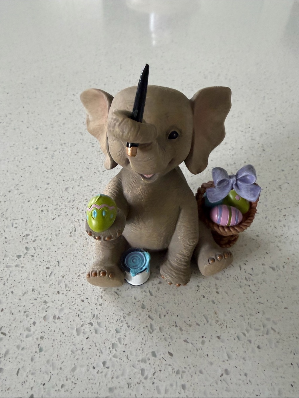 Lenox Gray Elephant Figurine with Pastel Green, Blue and Purple Accents